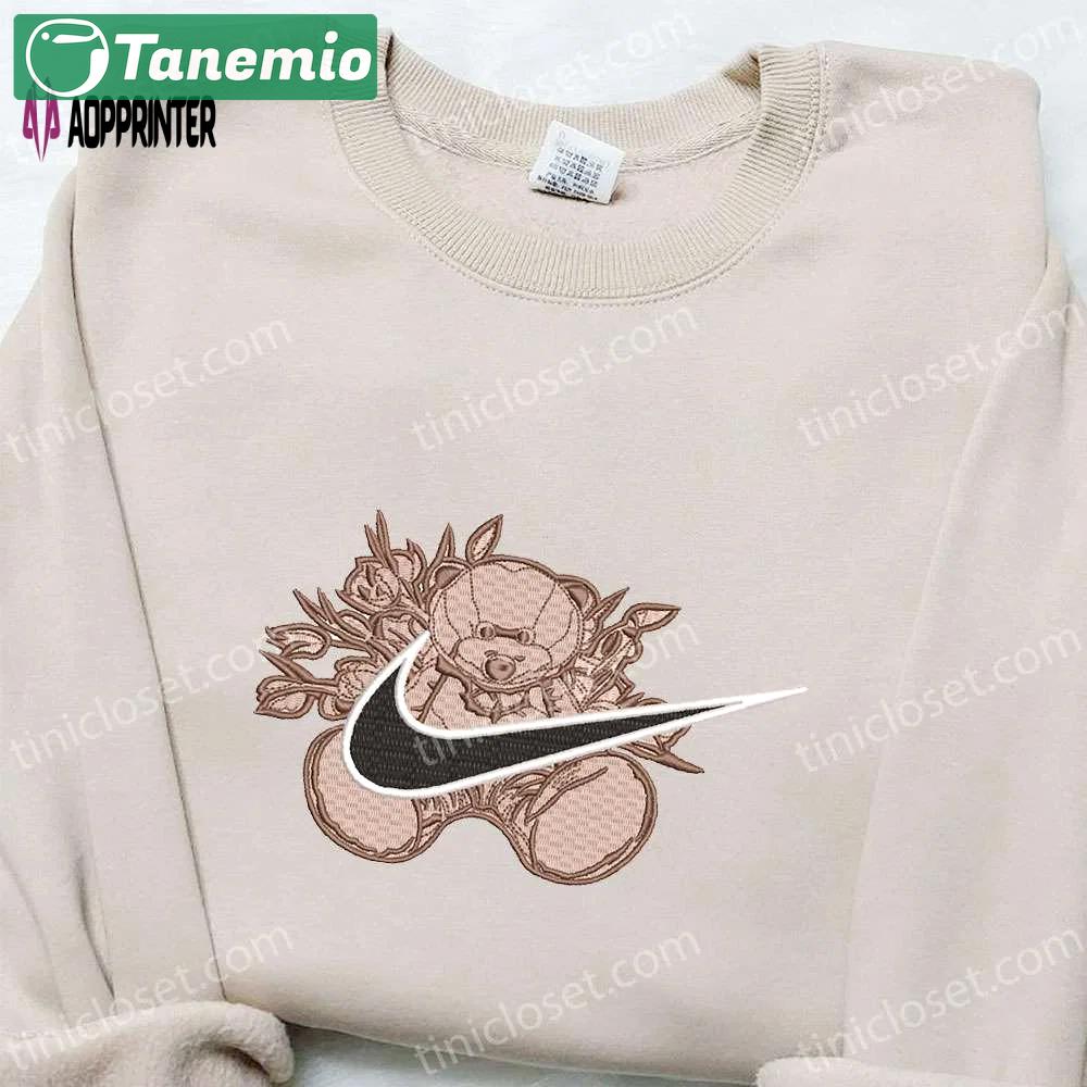 Nike inspired teddy bear x swoosh embroidered shirt – custom nike t-shirt Embroidered Shirt