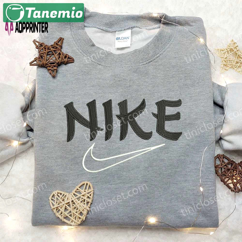 Nike japan font embroidered shirt: inspired style for the best family gift Embroidered Shirt