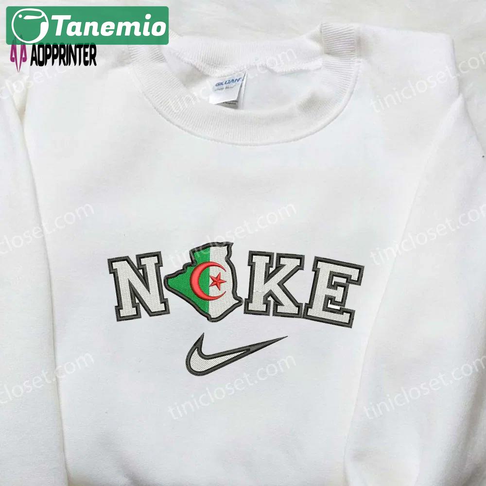 Nike x algeria map embroidered shirt: authentic nike inspired design for a stylish statement Embroidered Shirt
