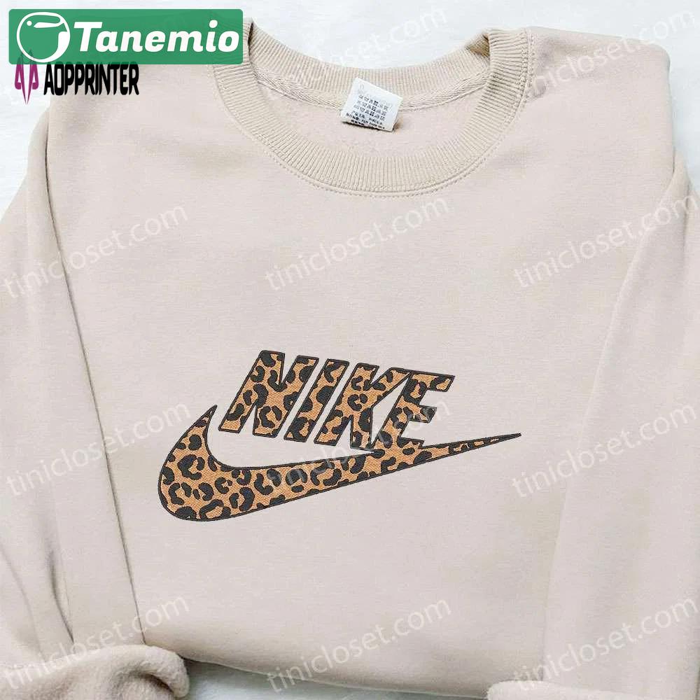 Nike x cheetah pattern embroidered sweatshirt: best gift idea for family Embroidered Shirt