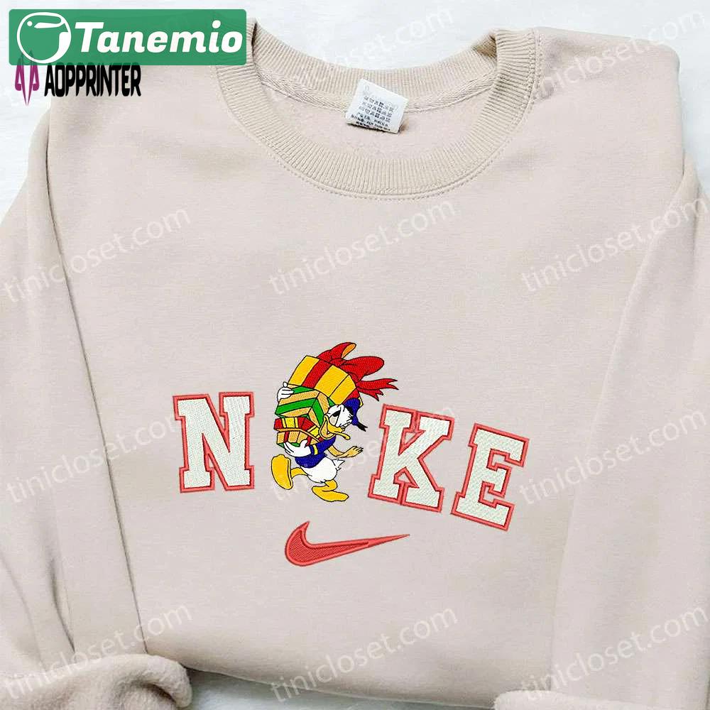 Nike x donald duck gifts embroidered sweatshirt walt disney christmas shirt – best gift ideas Embroidered Shirt