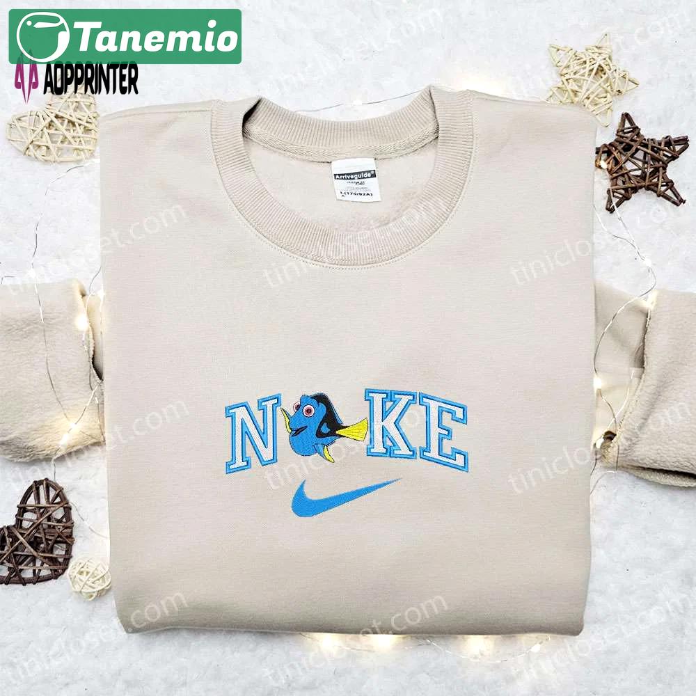 Nike x dory embroidered t-shirt: finding nemo disney design custom nike tee Embroidered Shirt