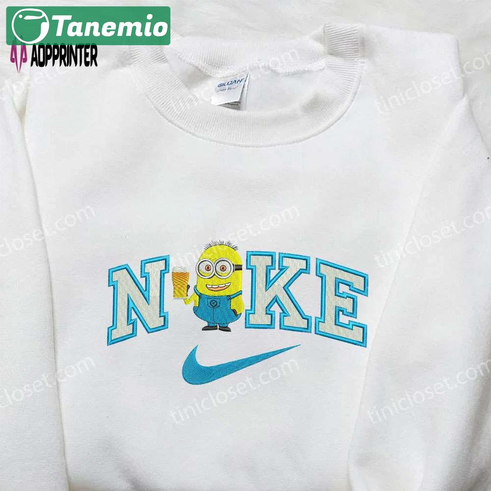 Nike x drunk minion embroidered shirt – minion movie inspired design Embroidered Shirt