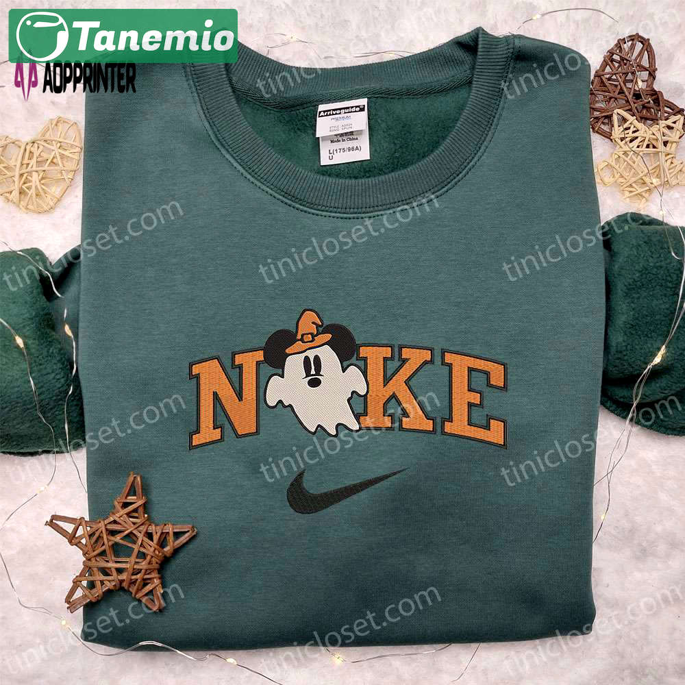 Nike x ghost mickey mouse embroidered shirt: disney halloween inspired tee Embroidered Shirt