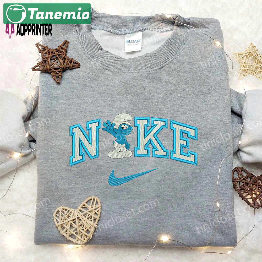 Nike x grouchy smurf embroidered sweatshirt: smurf shirt nike inspired Embroidered Shirt
