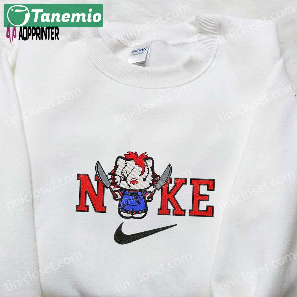 Nike x hello kitty chucky embroidered hoodie – funny halloween sweatshirt perfect family gifts Embroidered Shirt