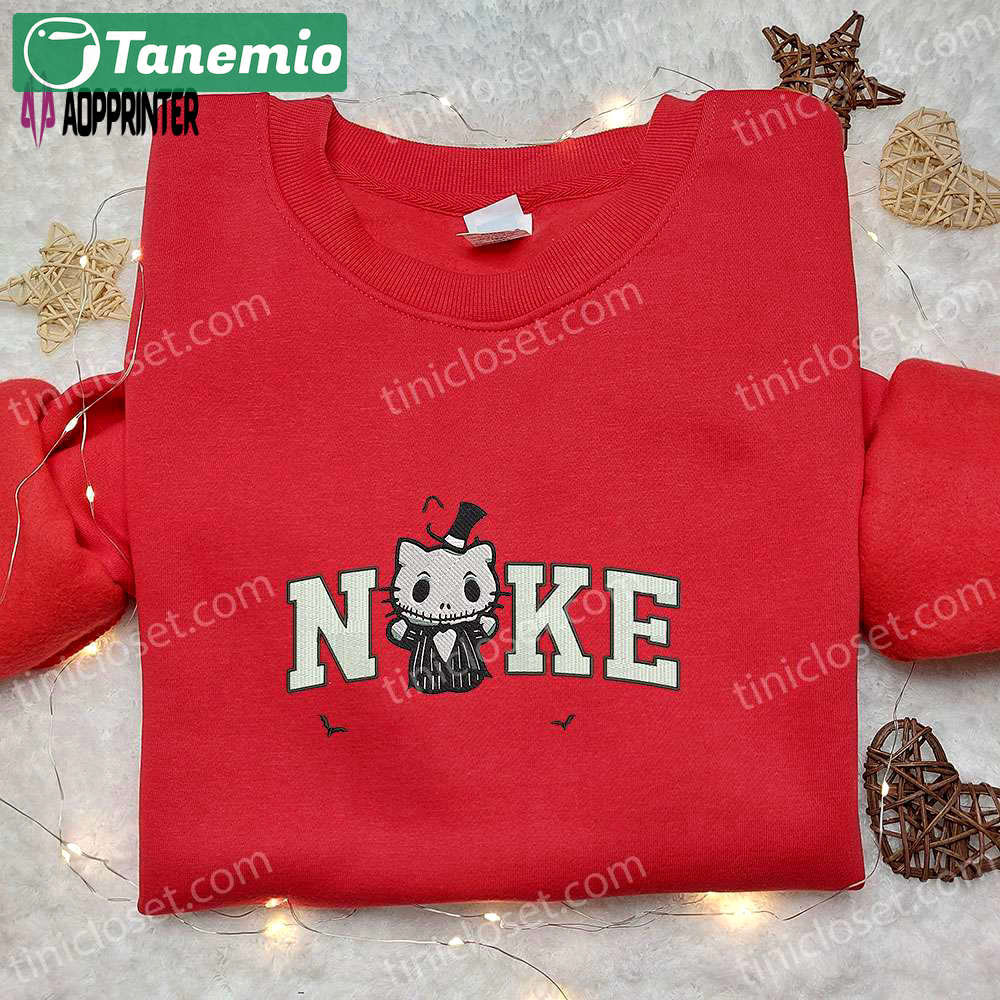 Nike x hello kitty jack skellington sweatshirt: funny halloween hoodie perfect family gifts Embroidered Shirt
