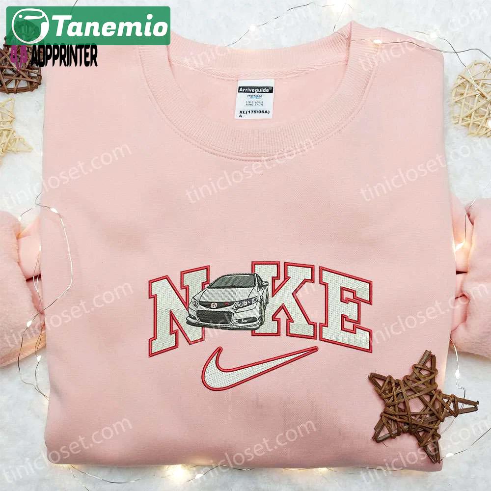 Nike x honda car embroidered sweatshirt & shirt: transportation-inspired t-shirt Embroidered Shirt