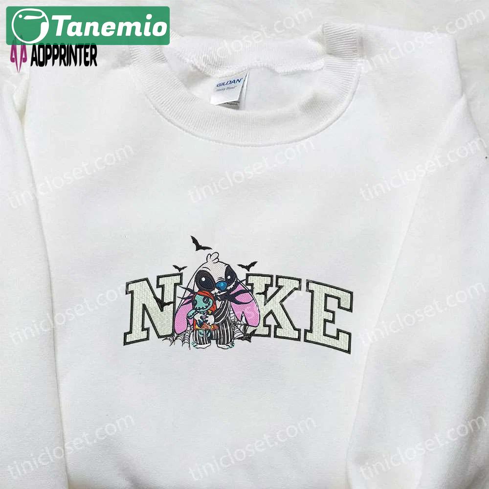 Nike x jack skellington stitch sweatshirt: disney halloween hoodie & cool embroidered shirt Embroidered Shirt