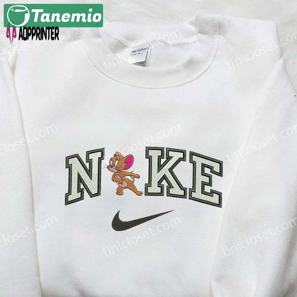 Nike x jerry embroidered shirt – cartoon & nike inspired stylish design Embroidered Shirt
