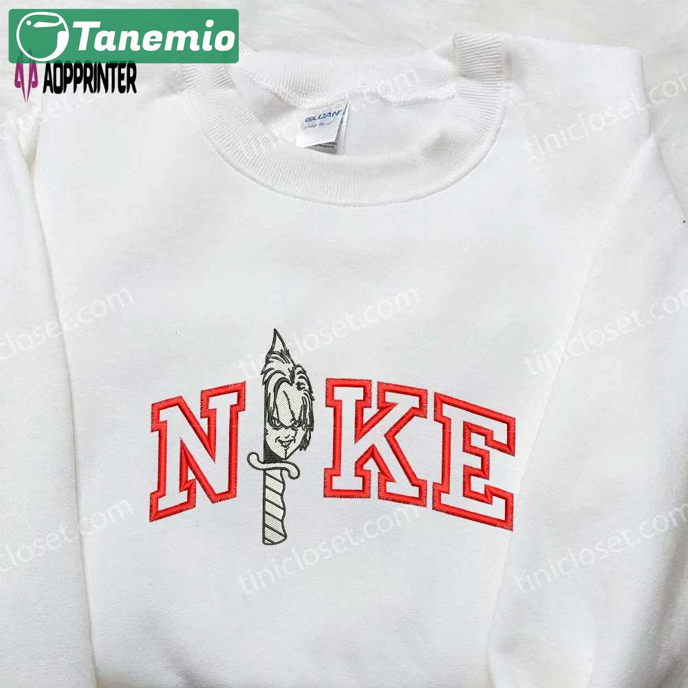 Nike x knife chucky embroidered shirt – halloween inspired nike shirt Embroidered Shirt