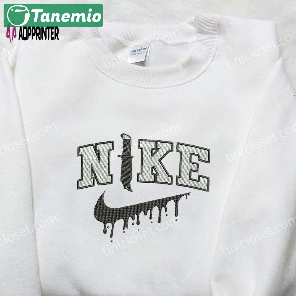 Nike x knife halloween embroidered shirt: inspired trendy & unique Embroidered Shirt