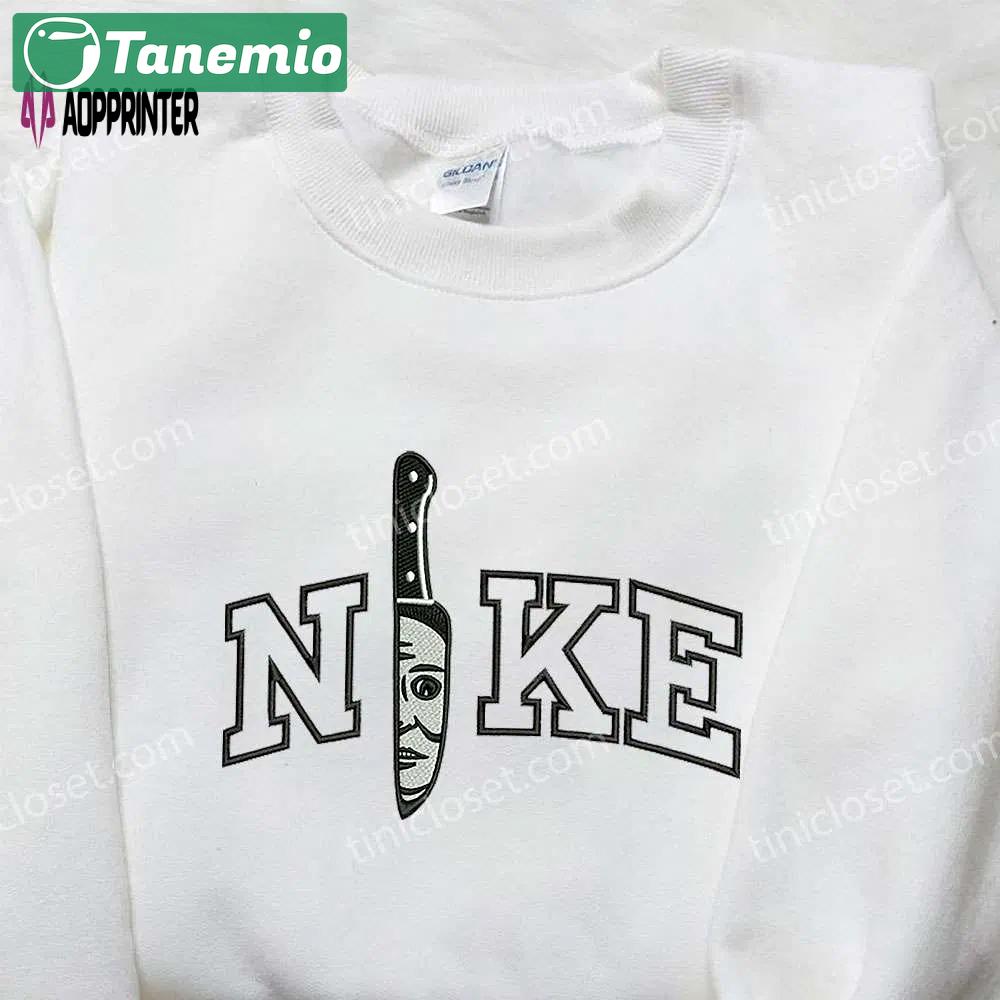 Nike x knife michael myers embroidered shirt: custom halloween tee Embroidered Shirt