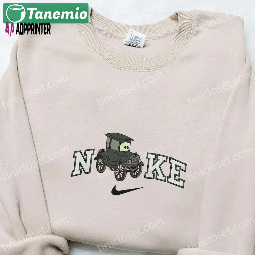 Nike x lizzie cars disney embroidered sweatshirt: cartoon hoodie & inspired t-shirt Embroidered Shirt