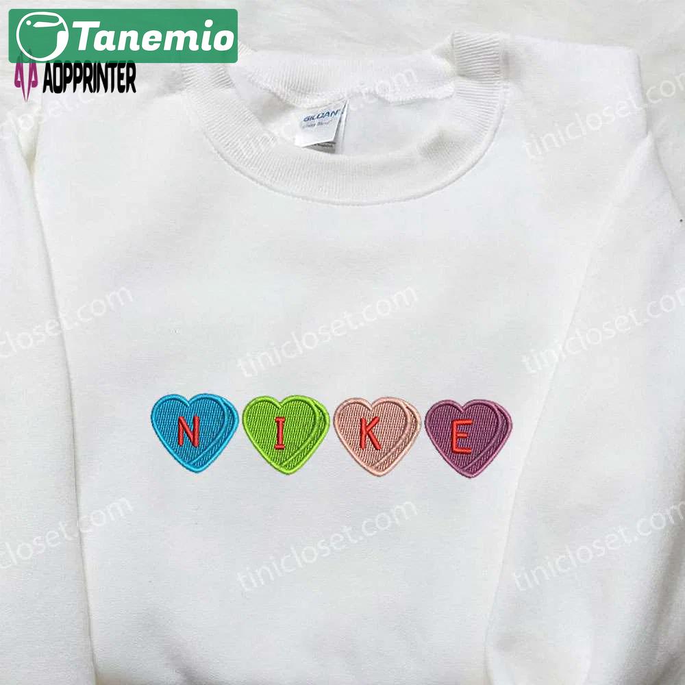 Nike x love candy embroidered shirt: best valentine’s day gift – nike inspired design! Embroidered Shirt