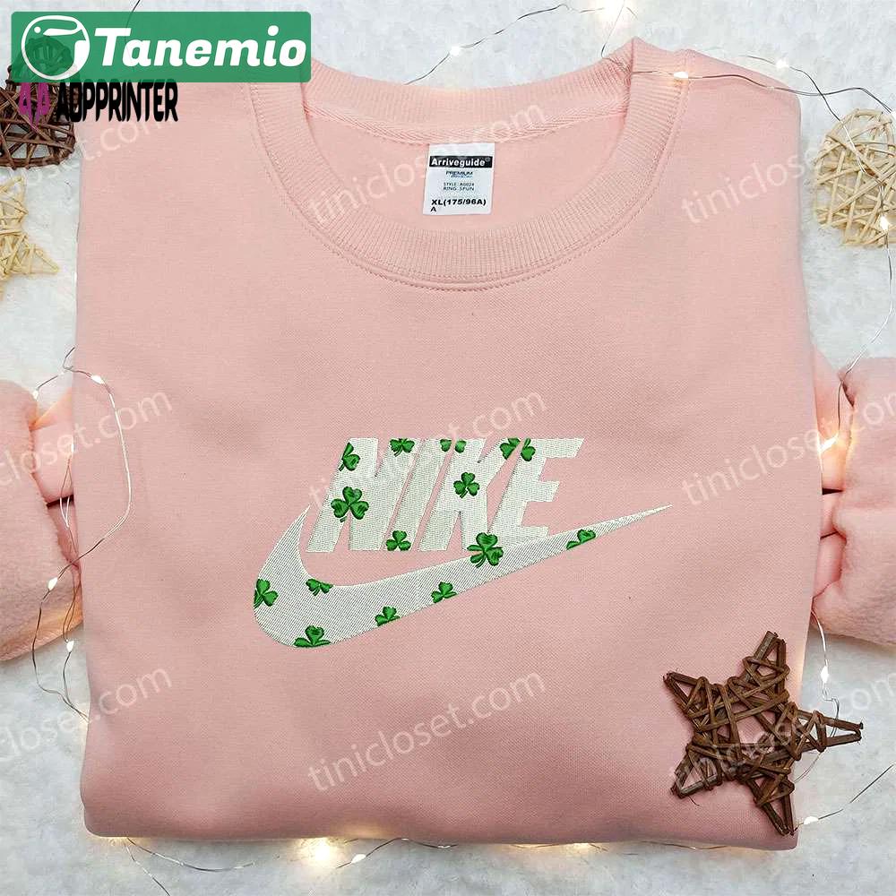 Nike x lucky clover embroidered shirt: best family gift nike inspired design Embroidered Shirt
