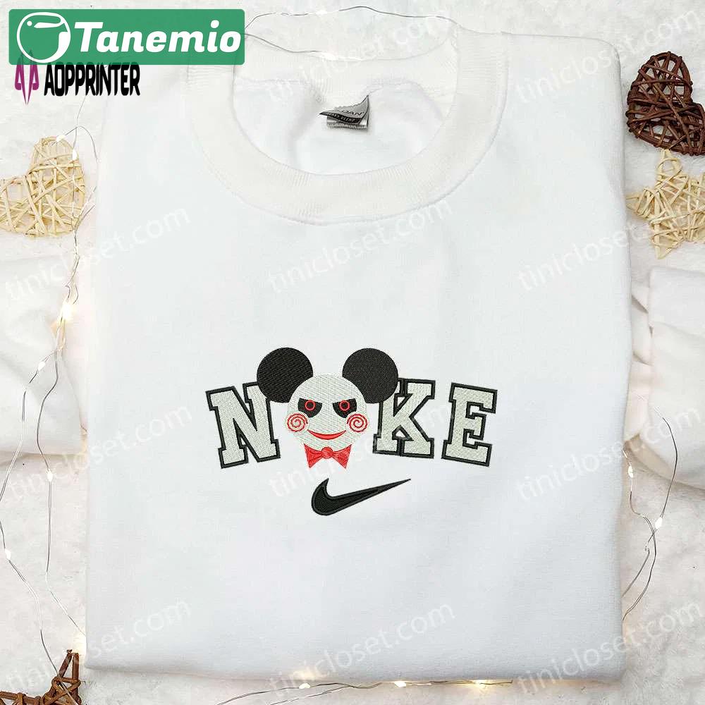 Nike x mickey jigsaw stitch embroidered shirt: disney halloween & nike inspired Embroidered Shirt