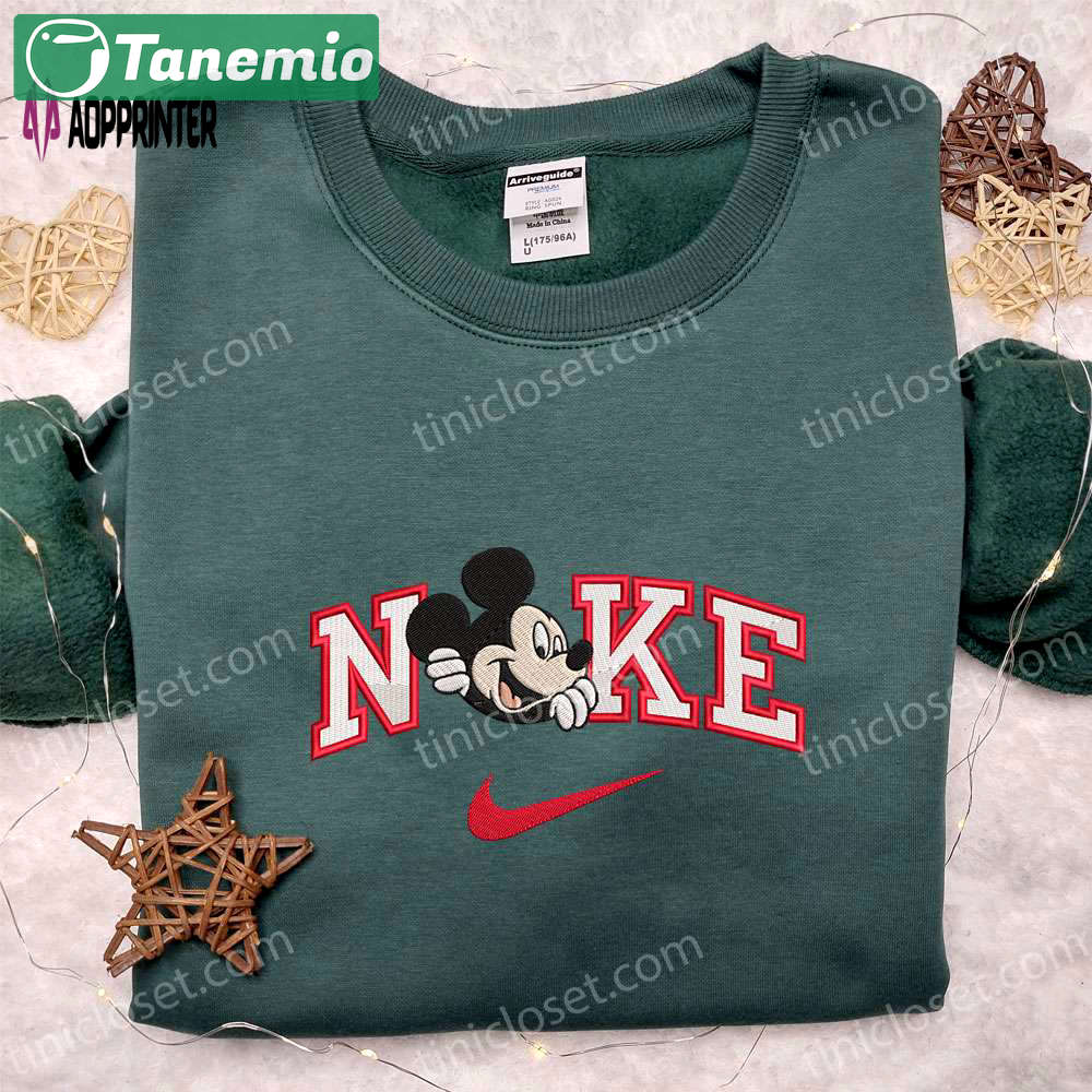Nike x mickey mouse smile shirt & disney characters hoodie: best gift ideas Embroidered Shirt