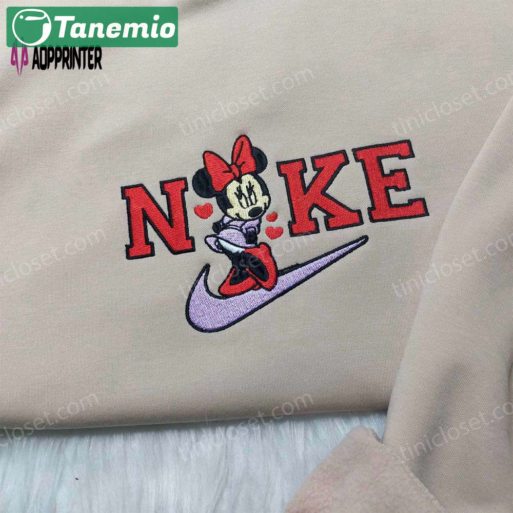 Nike x minnie love hearts embroidered shirt hoodie & sweatshirt: disney collaboration delight Embroidered Shirt