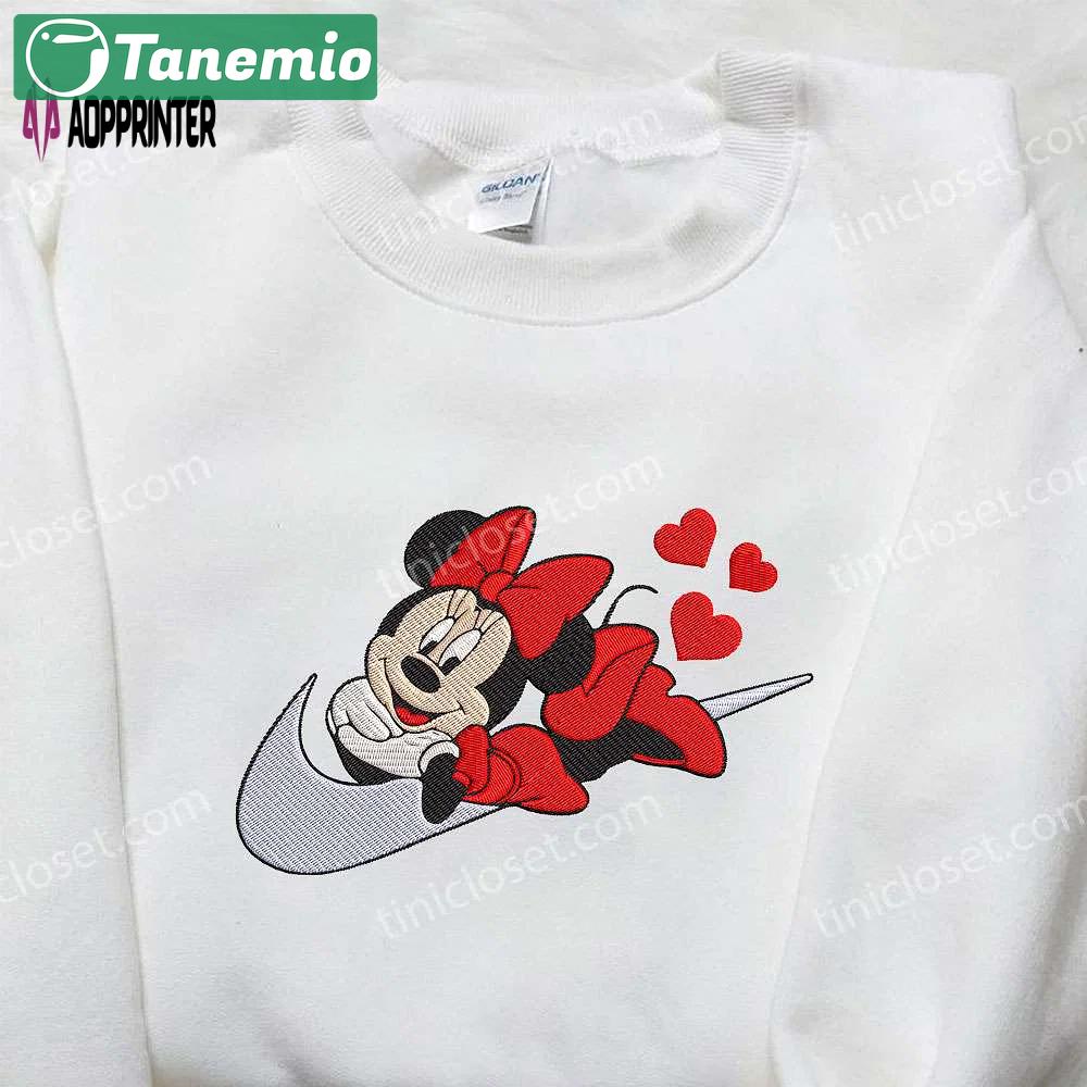 Nike x minnie mouse love hearts sweatshirt: disney hoodie & nike inspired t-shirt Embroidered Shirt