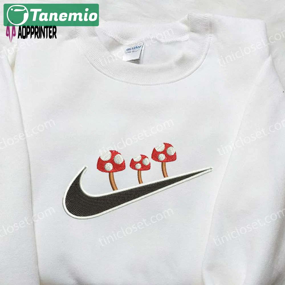 Nike x mushroom embroidered sweatshirt nature hoodie & t-shirt: inspired nike apparel with intricate embroidery Embroidered Shirt