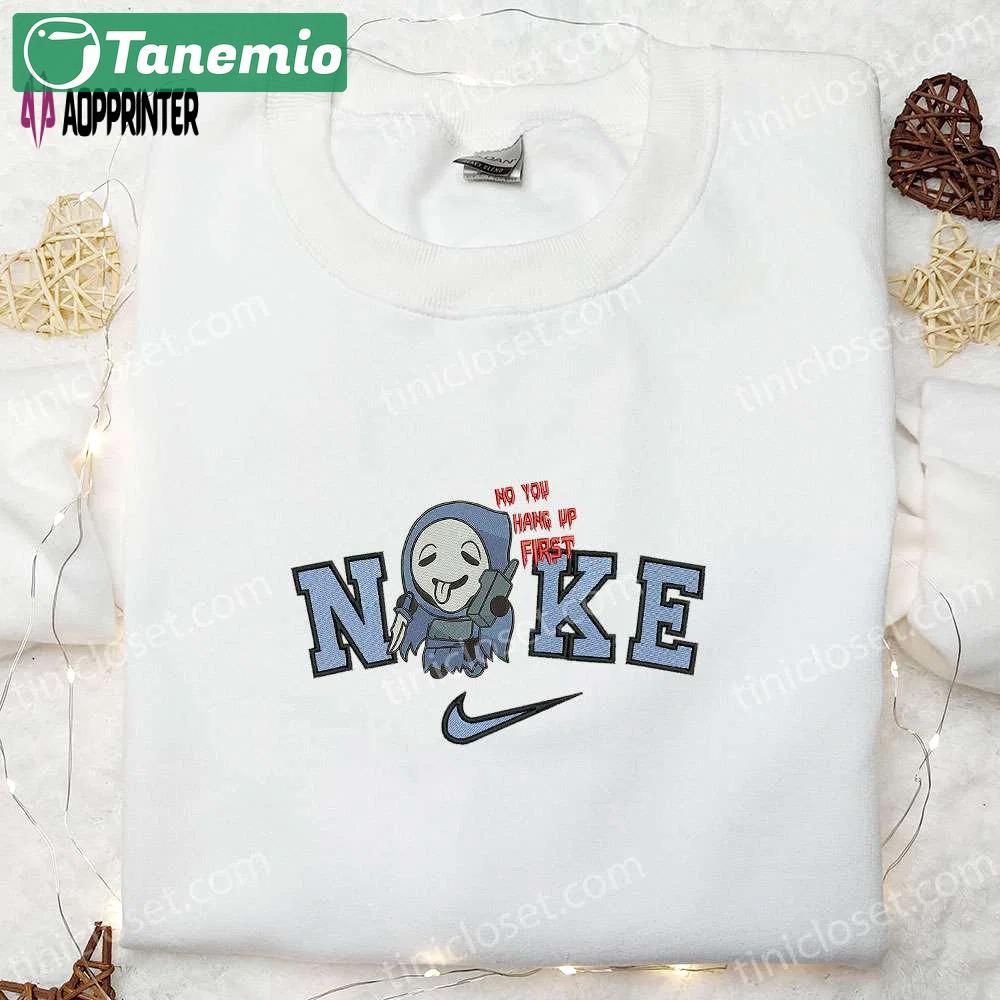 Nike x no you hang up first ghost embroidered shirt – spooky & inspired design Embroidered Shirt