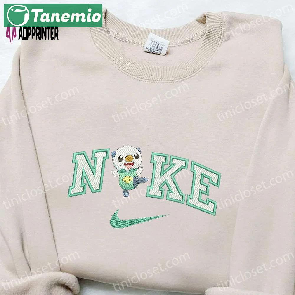 Nike x oshawott embroidered hoodie & pokemon shirt: trendy nike inspired t-shirt Embroidered Shirt
