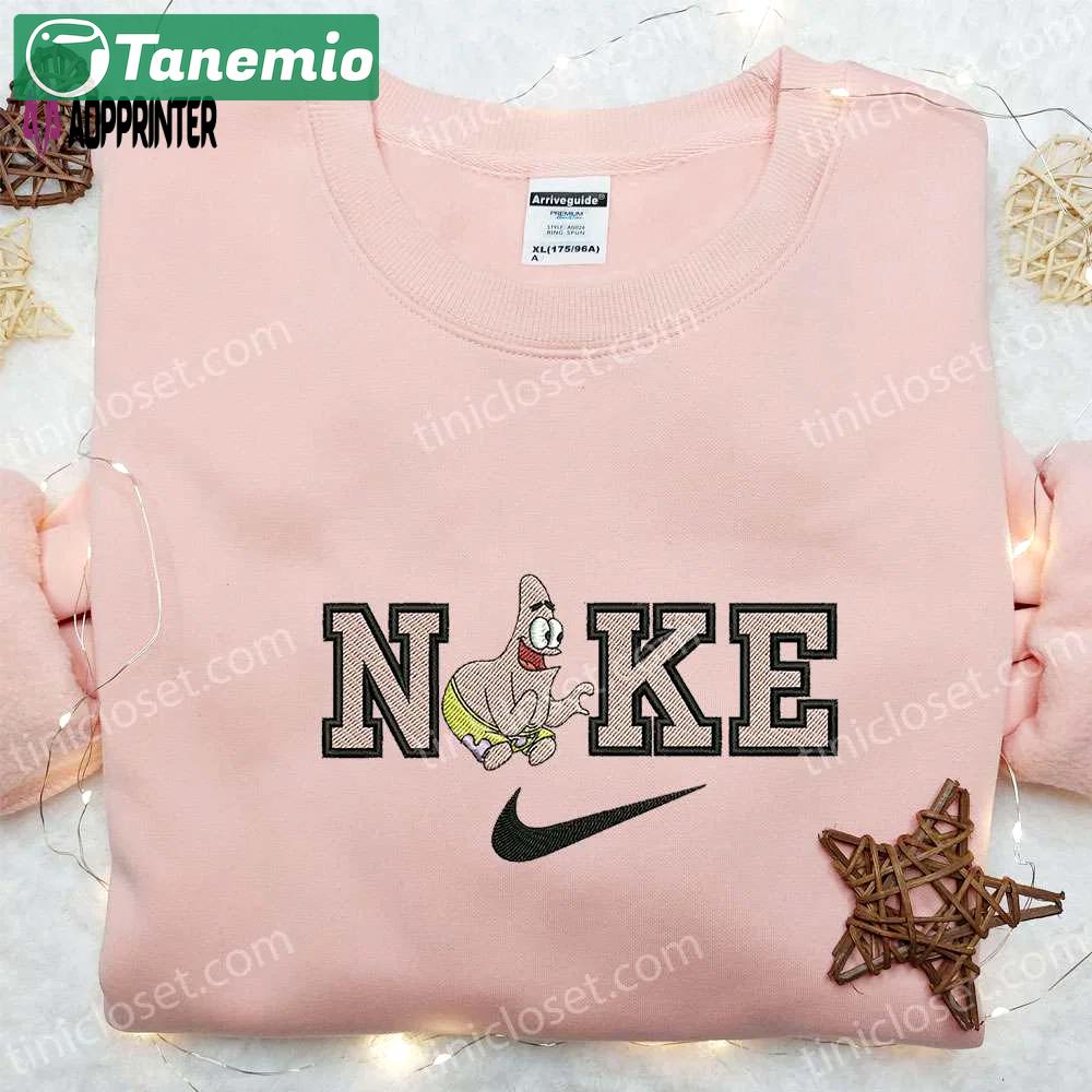 Nike x patrick star cartoon & disney characters embroidered shirt: fun & stylish nike inspired t-shirt Embroidered Shirt