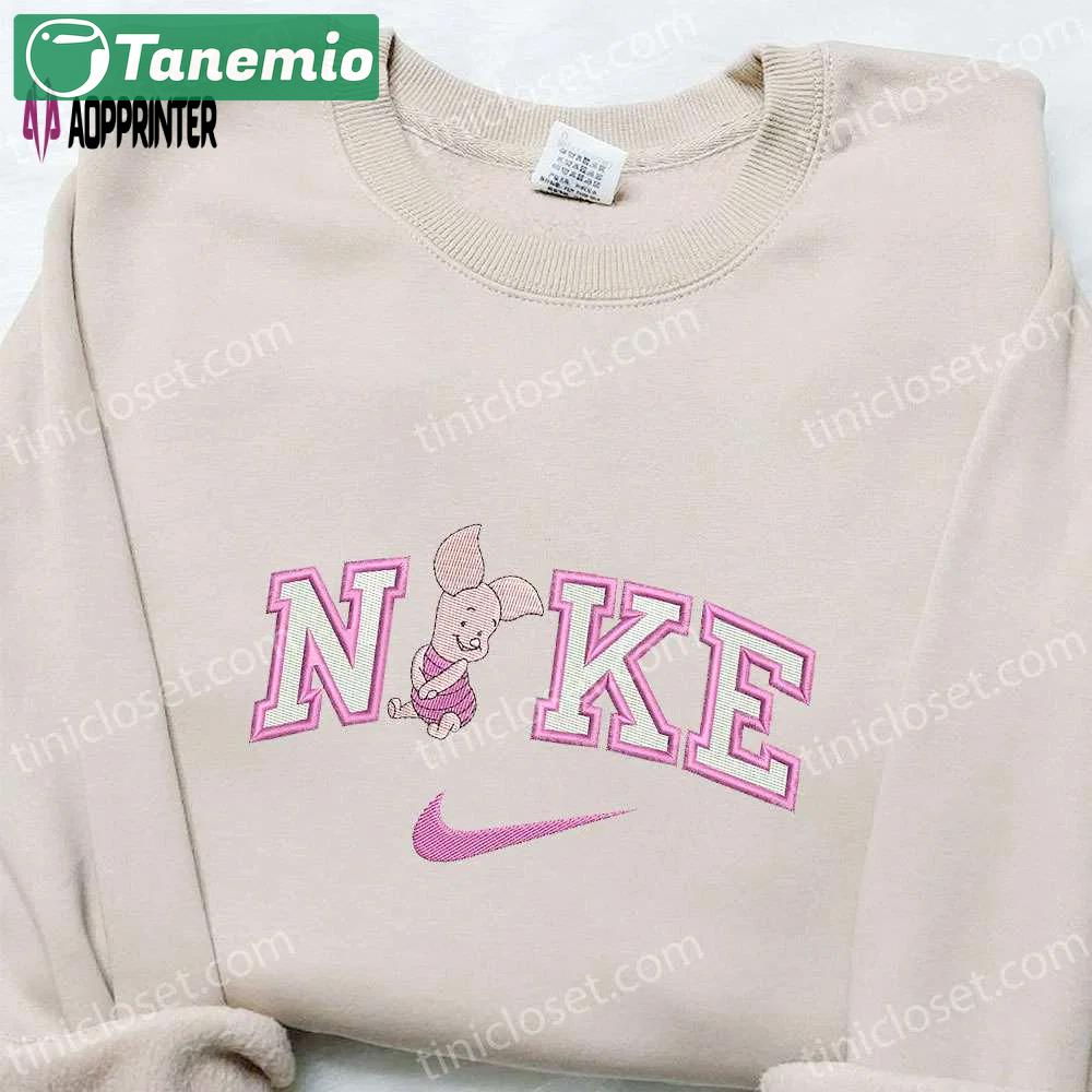 Nike x piglet cartoon embroidered shirt: disney characters & nike inspired t-shirt Embroidered Shirt