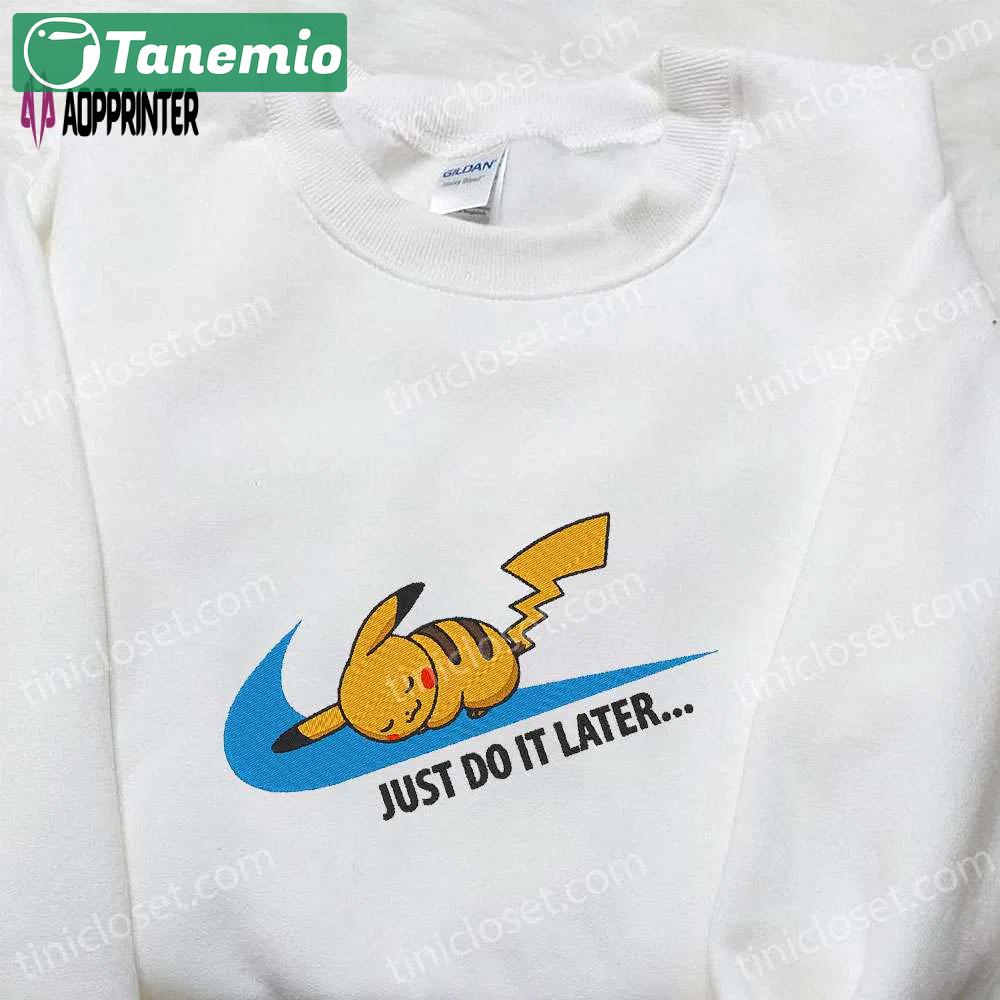 Nike x pikachu anime embroidered shirt pokemon inspired t-shirt Embroidered Shirt