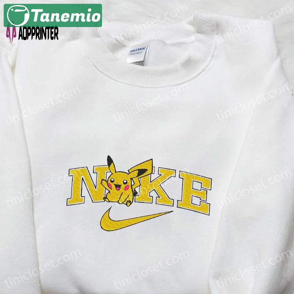 Nike x pikachu anime embroidered sweatshirt & pokemon shirt: unique nike inspired t-shirt Embroidered Shirt