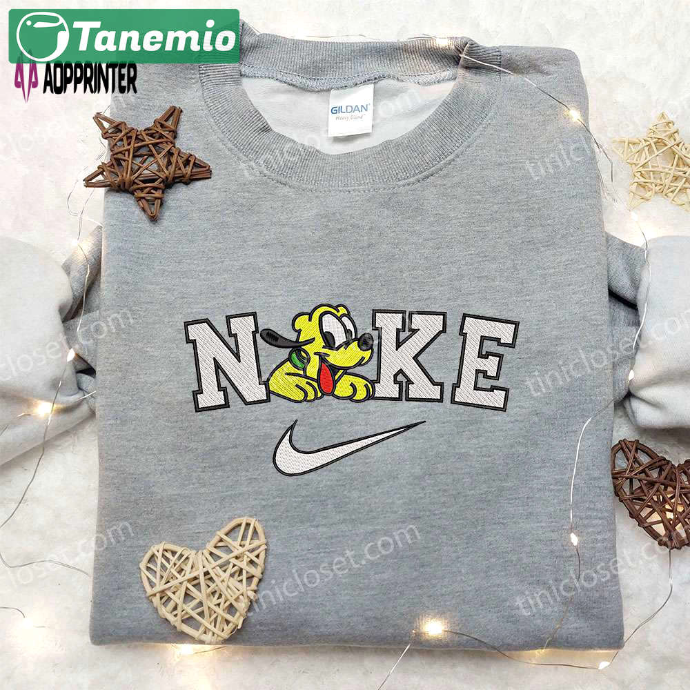 Nike x pluto & mickey mouse embroidered sweatshirt & shirt: disney-inspired & nike branded apparel Embroidered Shirt