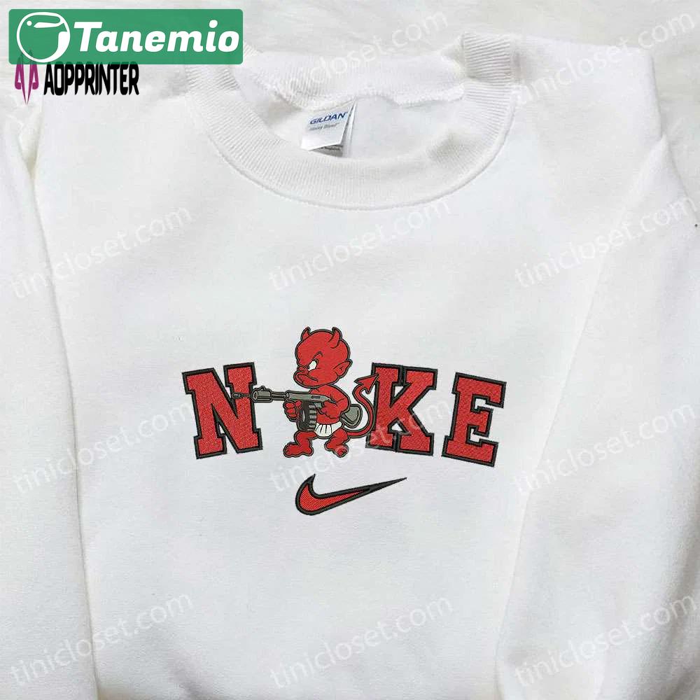 Nike x satan devil embroidered shirt – cool halloween inspired tee Embroidered Shirt