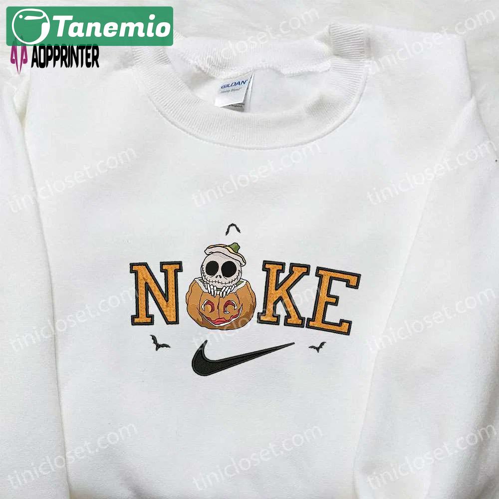 Nike x skellington pumpkin halloween hoodie & t-shirt: amazing embroidered sweatshirts Embroidered Shirt