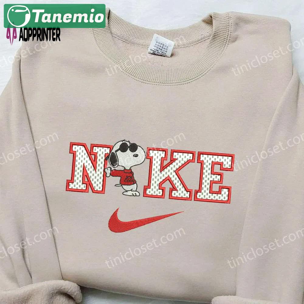 Nike x snoopy embroidered sweatshirt: peanuts cartoon shirt – nike inspired design Embroidered Shirt