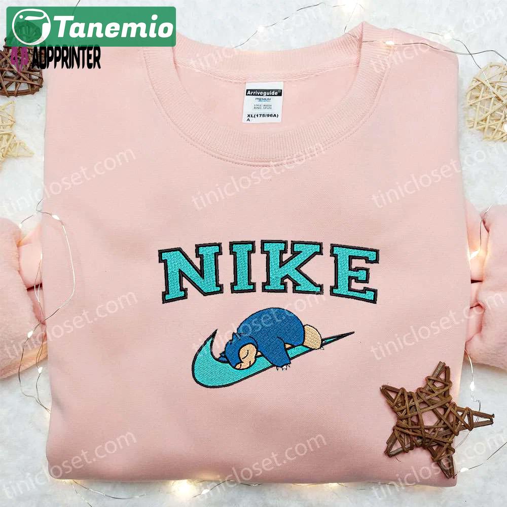 Nike x snorlax anime embroidered sweatshirt & pokemon shirt – best family gift ideas Embroidered Shirt
