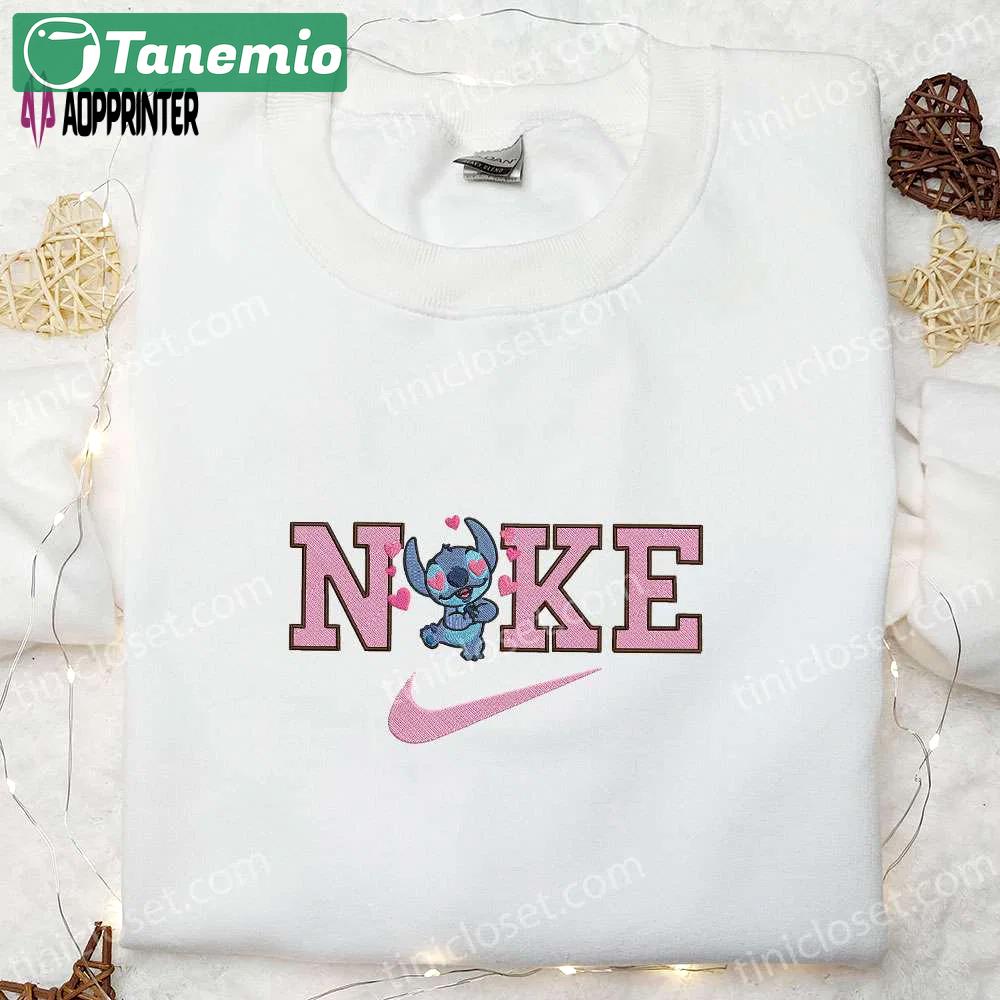Nike x stitch heart love sweatshirt: lilo & stitch embroidered hoodie & t-shirt Embroidered Shirt