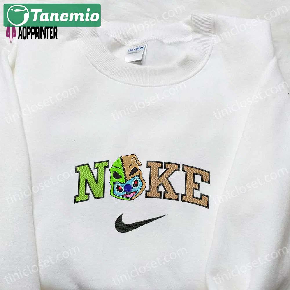 Nike x stitch oogie boogie head embroidered t-shirt & hoodie: adorable halloween sweatshirt Embroidered Shirt