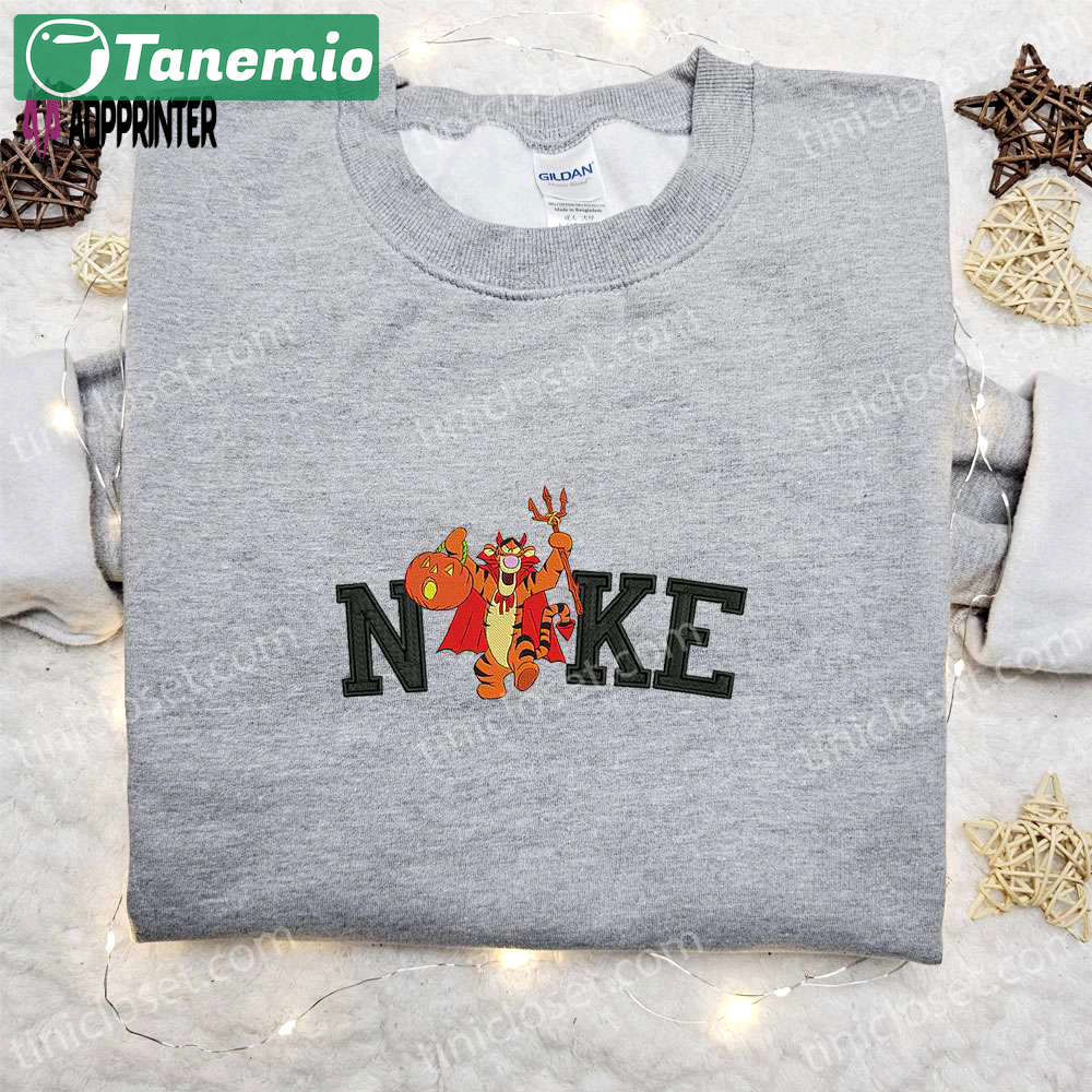 Nike x tigger halloween pumpkin shirt & disney hoodie: spooktacular embroidered collection Embroidered Shirt