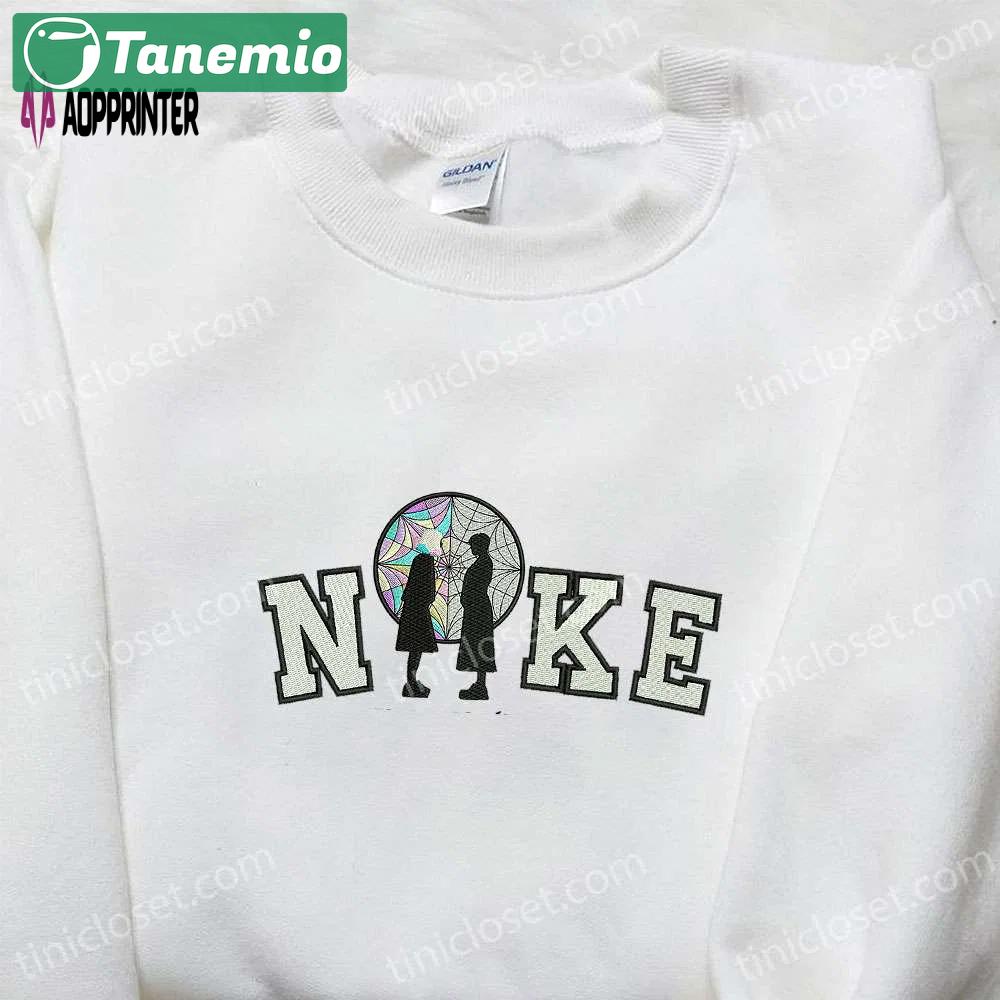 Nike x wednesday embroidered sweatshirt: cool halloween hoodie perfect gift for halloween lovers Embroidered Shirt