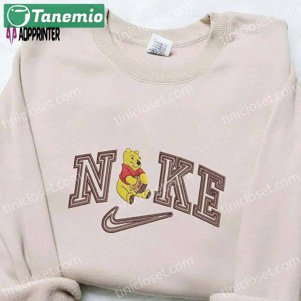 Nike x winnie the pooh cartoon embroidered sweatshirt disney characters shirt: cozy & stylish nike inspired t-shirt Embroidered Shirt