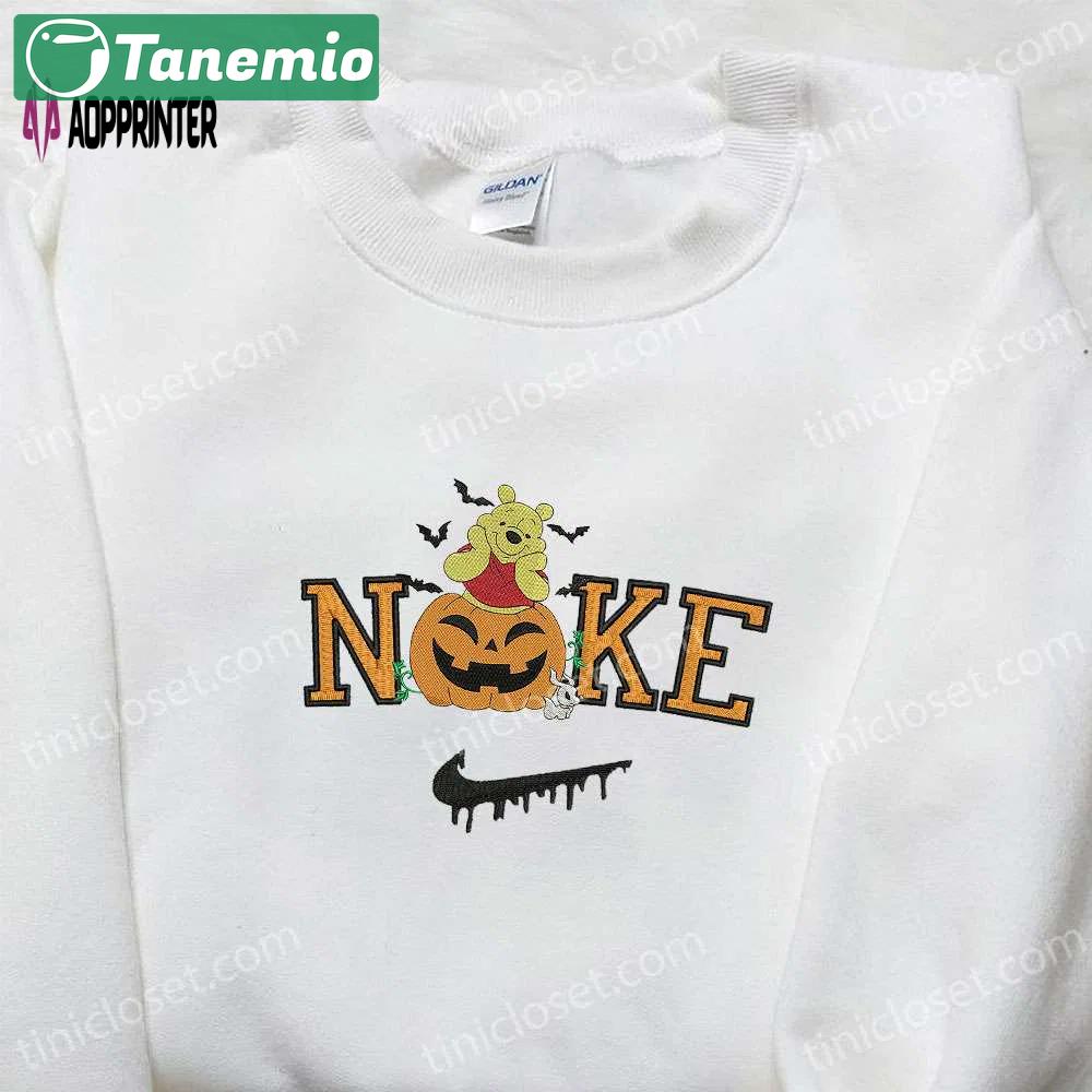 Nike x winnie the pooh halloween pumpkin embroidered shirt: disney inspired halloween design Embroidered Shirt