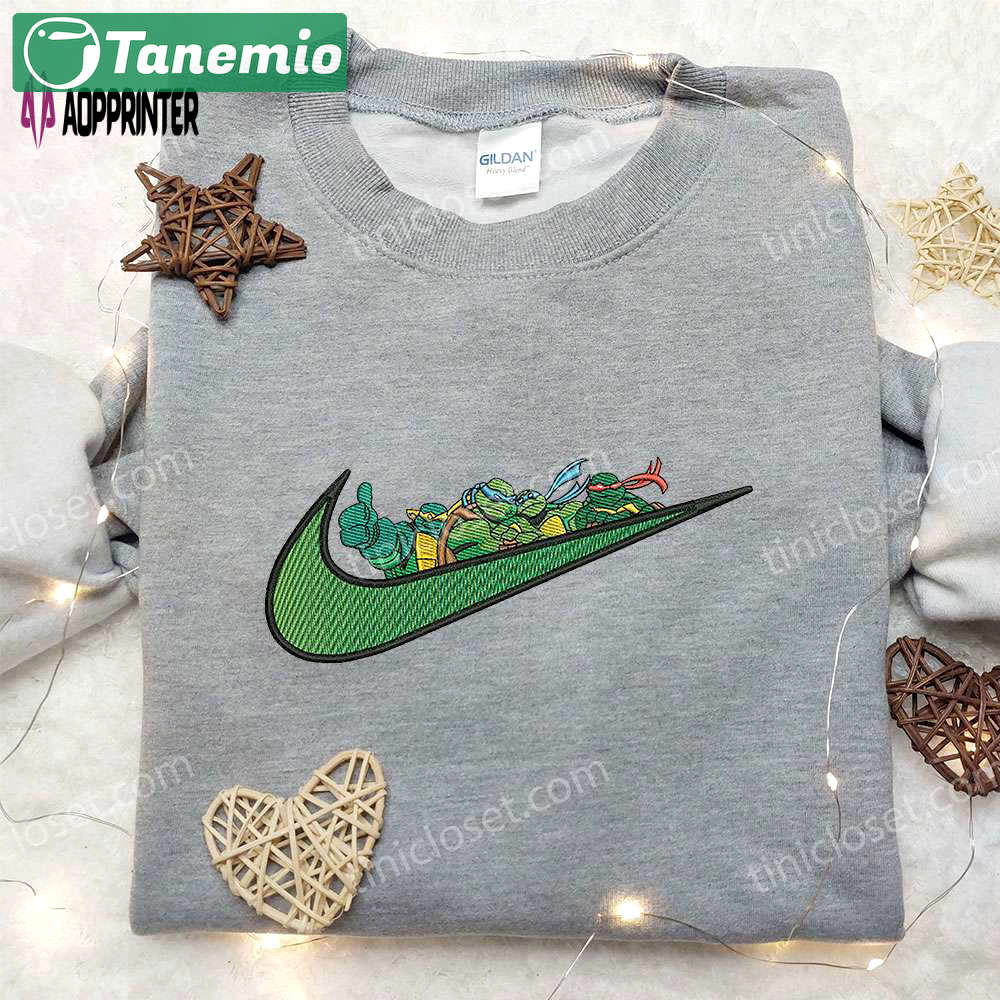 Ninja turtles x nike swoosh hoodie & embroidered shirts: tmnt inspired nike apparel Embroidered Shirt