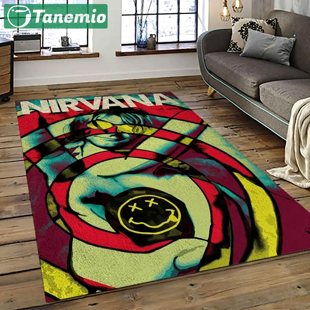Nirvana rock band punk rock music retangle carpet area rug home decor best gift for fan and friends nv30 Rectangle Rug