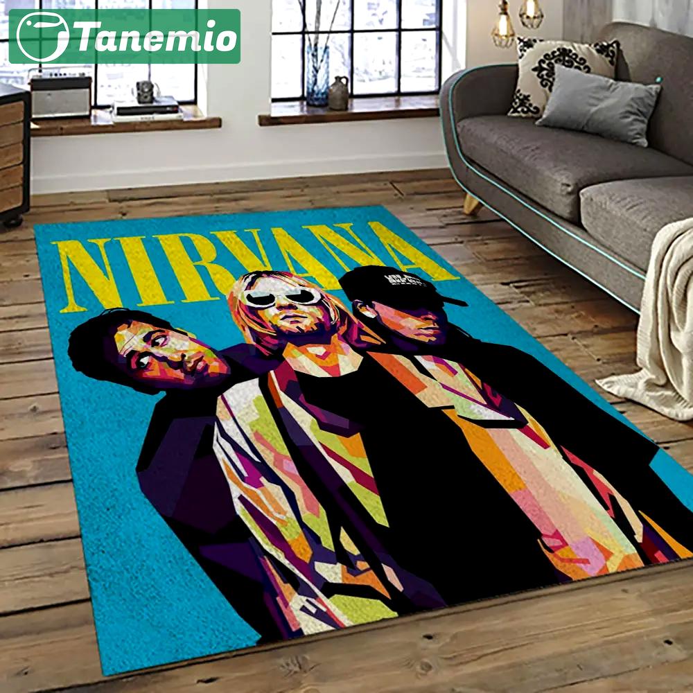 Nirvana rock band punk rock music retangle carpet area rug home decor best gift for fan and friends nv44 Rectangle Rug