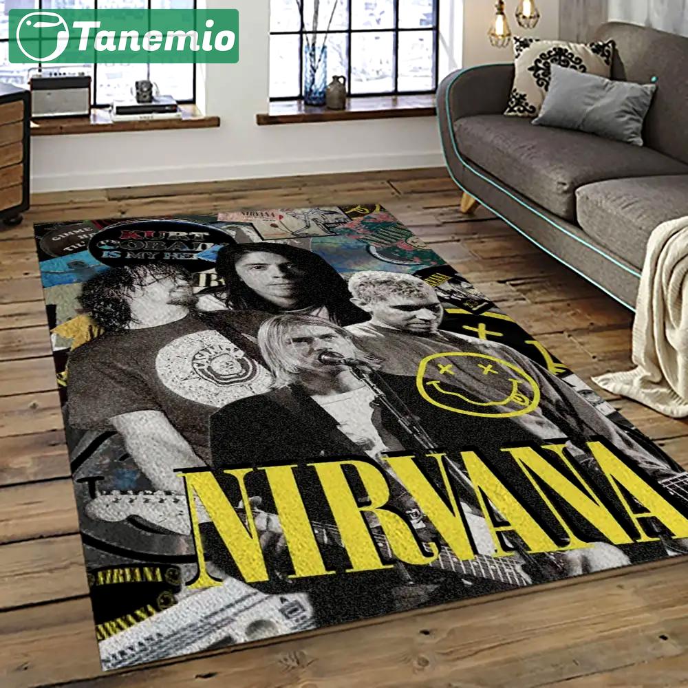 Nirvana rock band punk rock music retangle carpet area rug home decor best gift for fan and friends nv56 Rectangle Rug