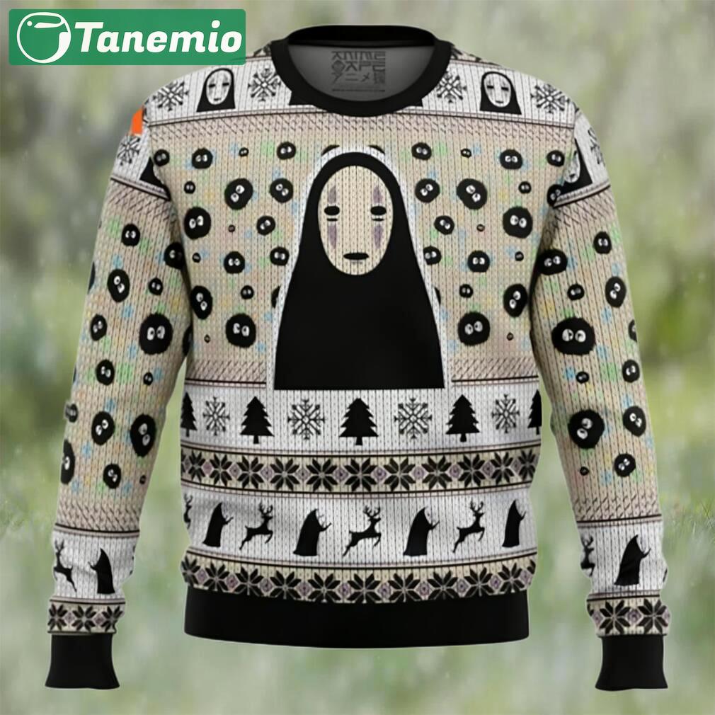 No face and soot sprites spirited away studio ghibli ugly christmas sweater Christmas Ugly Sweater