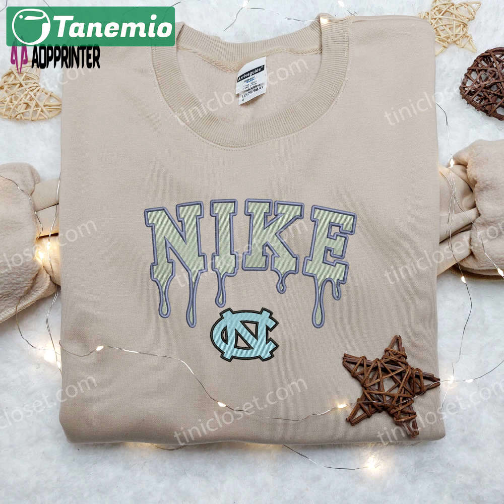 North carolina x nike embroidered shirt with map design – custom nike apparel Embroidered Shirt