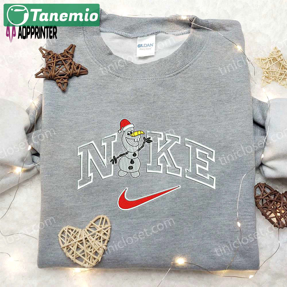 Olaf x nike embroidered sweatshirt: best christmas gift idea with nike-inspired embroidered shirt Embroidered Shirt
