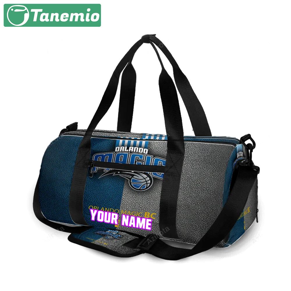 Orlando magic blue gray leather personalized name travel bag gym bag 1063 Travel Bag